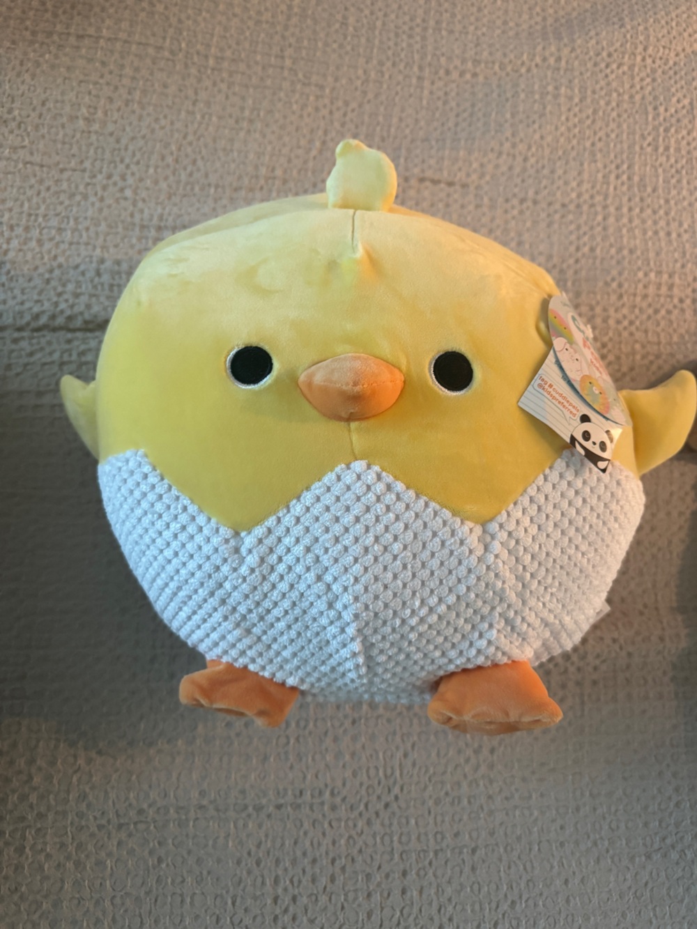 Yellow Plush Chick Stuffed Animal with White Textured Belly